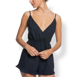 Roxy Black Cotton Romper Women's‎ Size XL Boho Coastal Cowgirl Festival Outfit